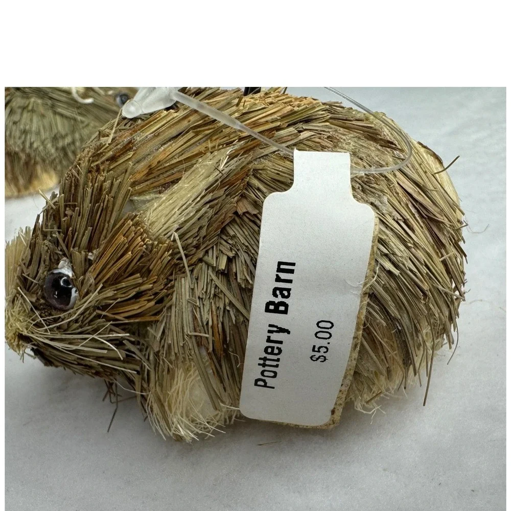 8 Pottery Barn Natural Straw Bunny Rabbit Place Card Holders Spring‎ New w/ Tags